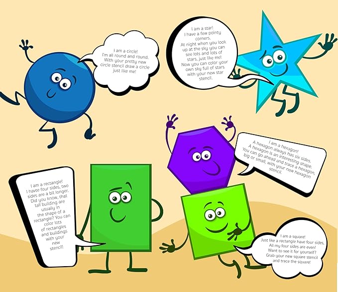 Karty Shape Stencil Set for Kids - 10 Piece Set - Colorful Drawing Template Kit - Fun Arts and Crafts Supplies, Gift Idea for Boys and Girls, Learning Tool for Toddlers and Preschooler