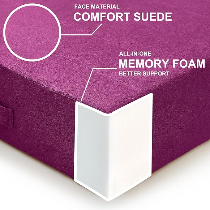 22 inches Floor Pillow for Adults - Large Meditation Cushion with Thick Foam - Premium Outdoor Square Floor Cushion Seat - Yoga Pillow for Sitting On Floor - Purple