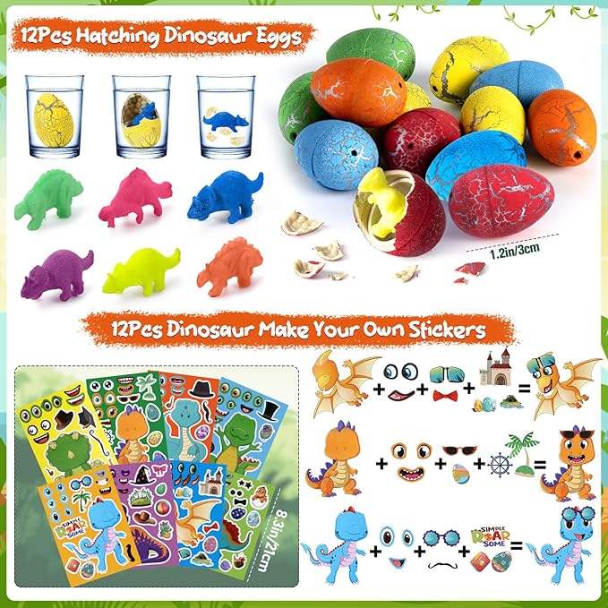 166 Dinosaur Party Favors Dino Birthday Supplies Mask Egg Figure Scracth Bookmark Slap Bracelet Keychain Sticker Tattoo Toy Gift Kid Boy Girl Goodie Bag Stuffer Dinosaur Themed Party Supplies