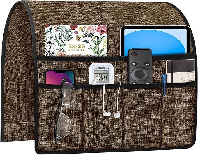 Joywell Couch Organizer Caddy Remote Control Holder for Recliner Armrest Organizer Non Slip Sofa Armchair Caddie with 6 Pocket Storage for Magazine, Tablet, Phone, iPad, Coffee
