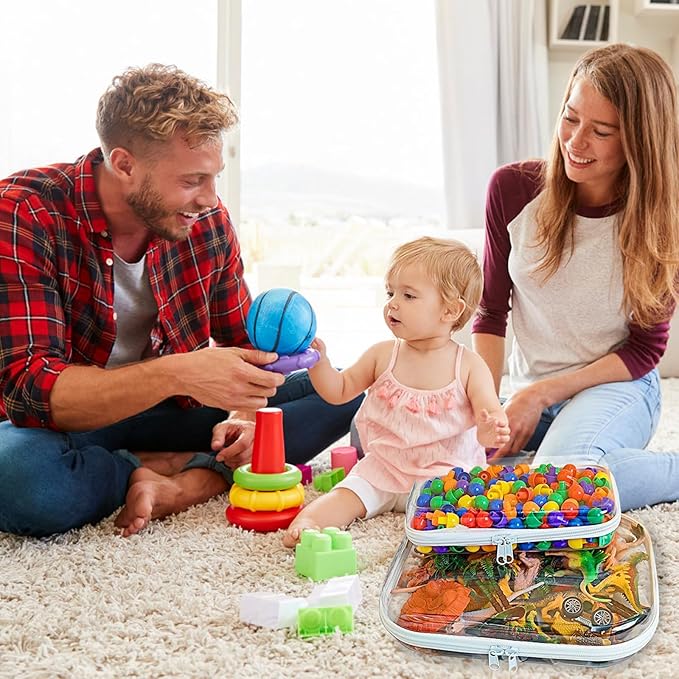 Clear Hard Shell Zipper Case,Clear Toy Storage Pouch,Waterproof Transparent Organizer Cosmetic Case for Travel, Office, Home (White, 3*M)