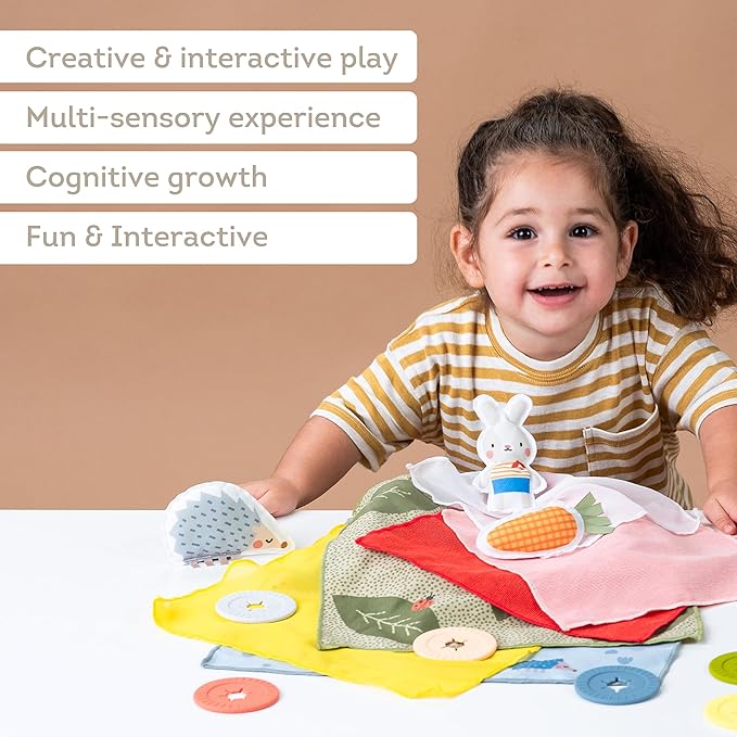 Taf Toys Peek-a-Boo What's Inside? Sensory Toy for Babies 18 Months & up, Montessori Tissue Toy for Color Matching & Fine Motor Skills Development, Baby Toy with Hidden Activity Toys