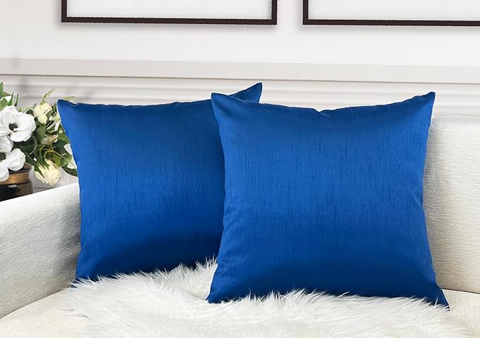 Aiking Home 26x26 Inches Faux Silk Square European Shams, Zipper Closure, Royal (Set of 2)
