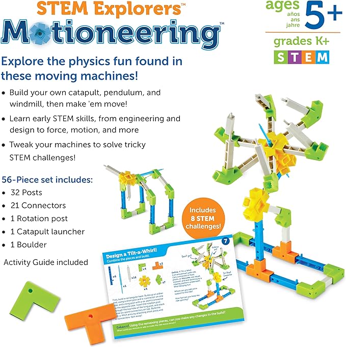 Learning Resources STEM Explorers Motioneering - 56 Pieces, Ages 5+STEM Toys for Kids, Brain Teaser Toys and Games, Kindergarten Games