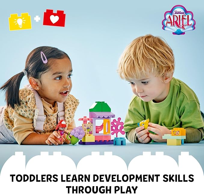 LEGO DUPLO Disney Ariel and Flounder’s Café Stand The Little Mermaid Toy, Educational Toy, Kids Play Food and Fruit, Kids Learning Toy, Building Set for Preschool Kids Ages 2 and Up, 10420