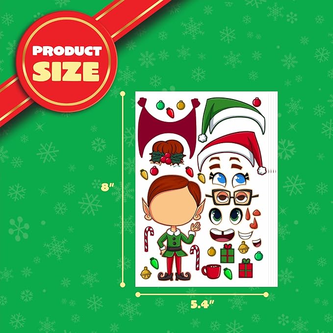 JOYIN 36 Pcs Christmas Make-a-face Sticker Sheets Make Your Own Xmas Cute Stickers with Gingerbread and Tree Sticker Series Design for Kids Party Favor, Art Craft Supplies, Classroom Activities Game