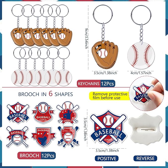Baseball Party Favors,98 Pcs Baseball Themed Party Supplies For Kids With Goodie Bags,Bracelets,Brooches,Keychain,Stickers For Boys Team Gifts Birthday Decorations Classroom Rewards Stuffers