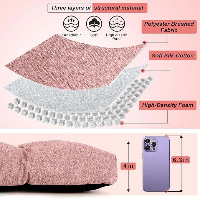 Bench Cushion 36 Inch - Polyester Brushed, High-Density Foam, Non-Slip Bottom, Soft Durable Indoor Tufted Long Seat Cushion for Window Garden Furniture (Pink, 36x14x4 Inch)