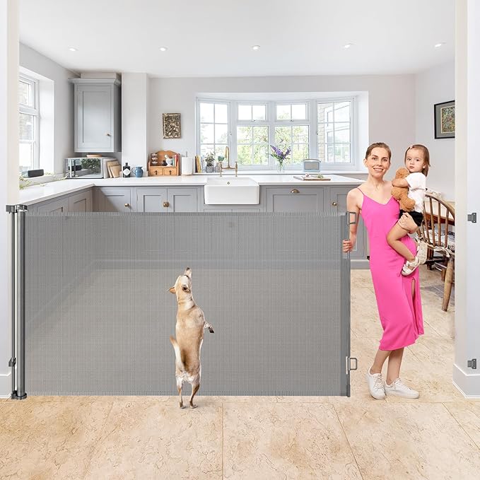 42" Tall X 95" Wide Extra Tall and Wide Baby Gate Extra Wide Baby Gate Extra Tall Retractable Dog Gate for The House Extra Wide Pet Gate Extra Tall Dog Gate Extra Large Baby Gate Outdoor Gate for Deck