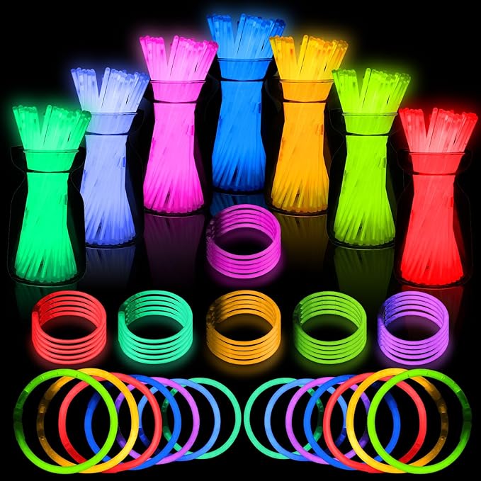 Glow Sticks Bulk - Ultra Bright 500 Party Pack with Connectors for Christmas, Neon Birthday and Holidays - Multicolor 8" Glow Sticks Necklaces Bracelet
