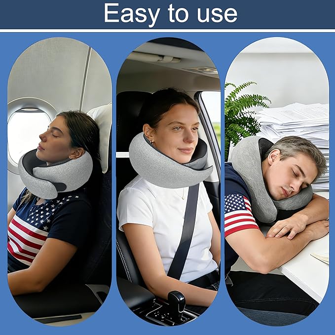 BOLEISE Travel Pillow, Neck Pillow for Airplane, Ergonomic Travel Neck Pillow for Airplanes, Comfortable Flight Pillow for Travel, Long Flights & Sleeping
