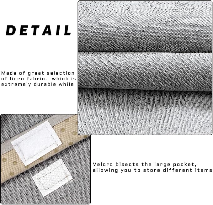 NB Sofa Armrest Organize remote holder bedside caddy organizer with 5 pockets，non-slip couch remote control holder couch armchair caddy accessories (Gray, 35''x18'')