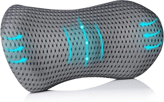 Lumbar Support Pillow, Memory Foam Neo Cushion Back Support Pillow for Lower Back Pain Relief, Ergonomic Lumbar Pillow for Car Seat, Office Chair, Bed and Recliner (Grey)