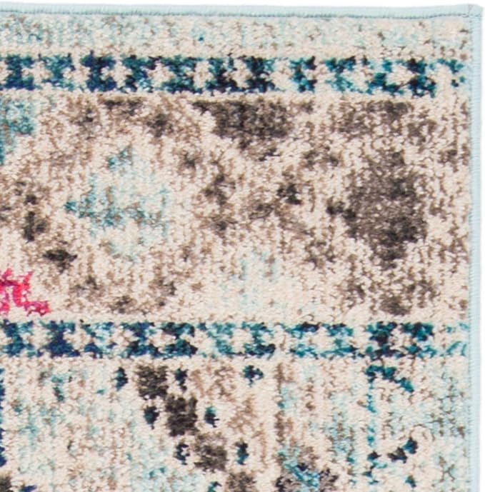 SAFAVIEH Madison Collection Runner Rug - 2' x 8', Blue & Yellow, Boho Diamond Distressed Design, Non-Shedding & Easy Care, Ideal for High Traffic Areas in Living Room, Bedroom (MAD418K)