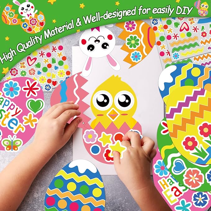 30 PCS Easter Egg Bunny Craft Kits for Preschool Kids Paper DIY Easter Chick Egg Rabbit Craft Kits for Home Classroom Game Art Activities Party Favors