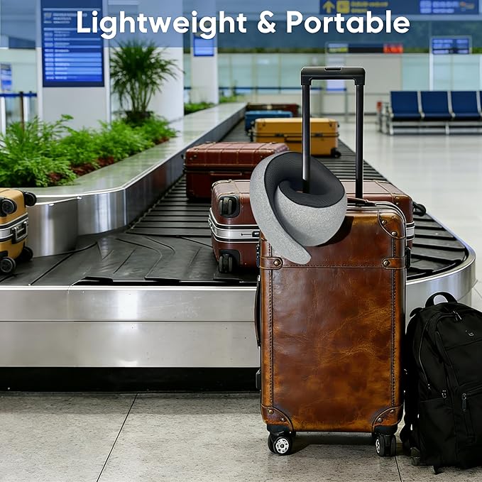 BOLEISE Travel Pillow, Neck Pillow for Airplane, Ergonomic Travel Neck Pillow for Airplanes, Comfortable Flight Pillow for Travel, Long Flights & Sleeping