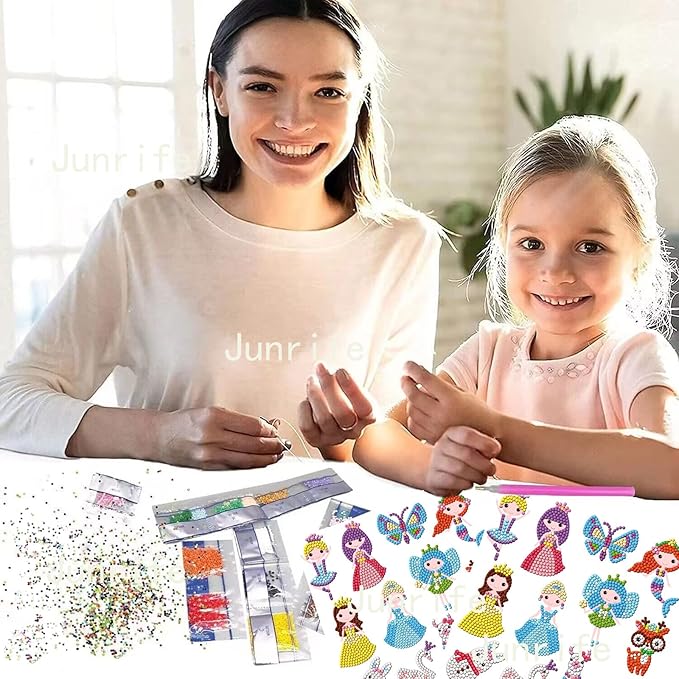 Junrife Princess Diamond Craft Kits Stickers for Kids,Gem Kids' Paint by Number Kits Mosaic Sticker - Best Gifts for Girls Ages 8-12 Easy for Kids Adult Beginners