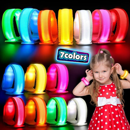 14/7 PCS LED Glow Bracelets, LED Light Up Bracelets for Kids Adults,Glow in The Dark Party Favors Supplies for Valentine's Day Gifts, Night Events, Concerts Rave Sports Accessories...