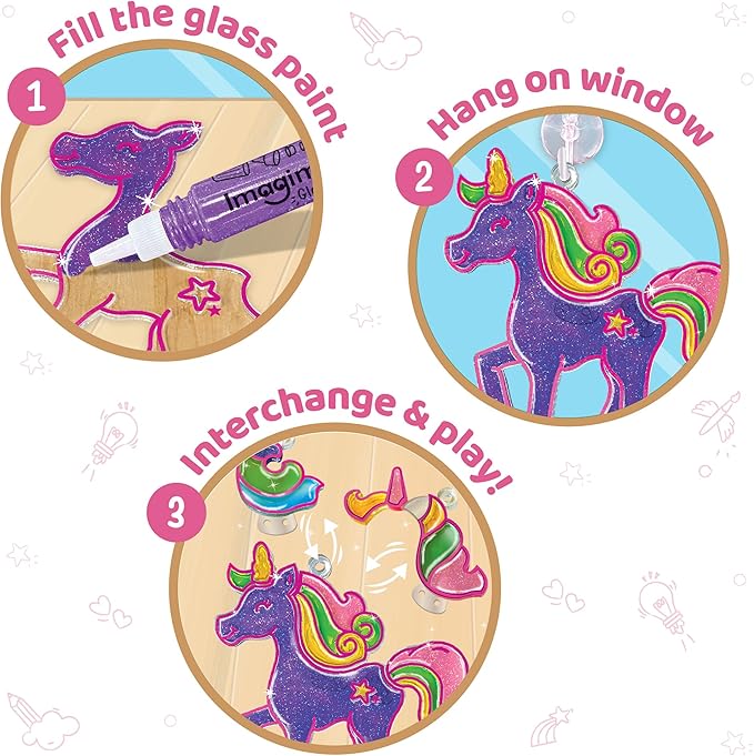 Imagimake Window Art Princess & Unicorn | Suncatcher Kit | Unicorn Toys for Girls Age 5-8 | Craft Kits for Girls Ages 8-12 | Gifts for 5 Year Old Girls