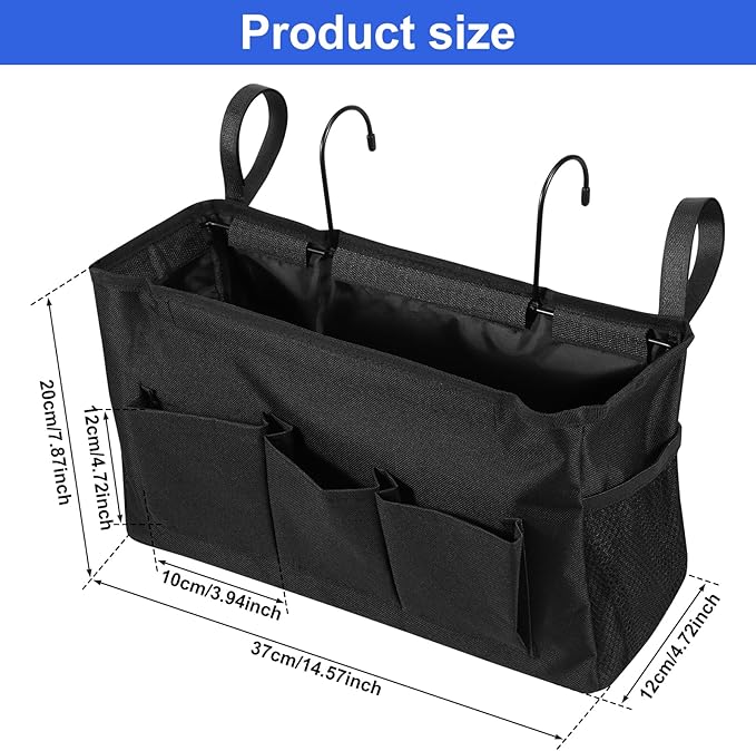 1PC Bedside Caddy, Bedside Storage Organizer for Top Bunk Bed Compartmental Oxford Cloth Versatile Large Capacity Bedside Hanging Bag Holder for Home Bedroom Dorm