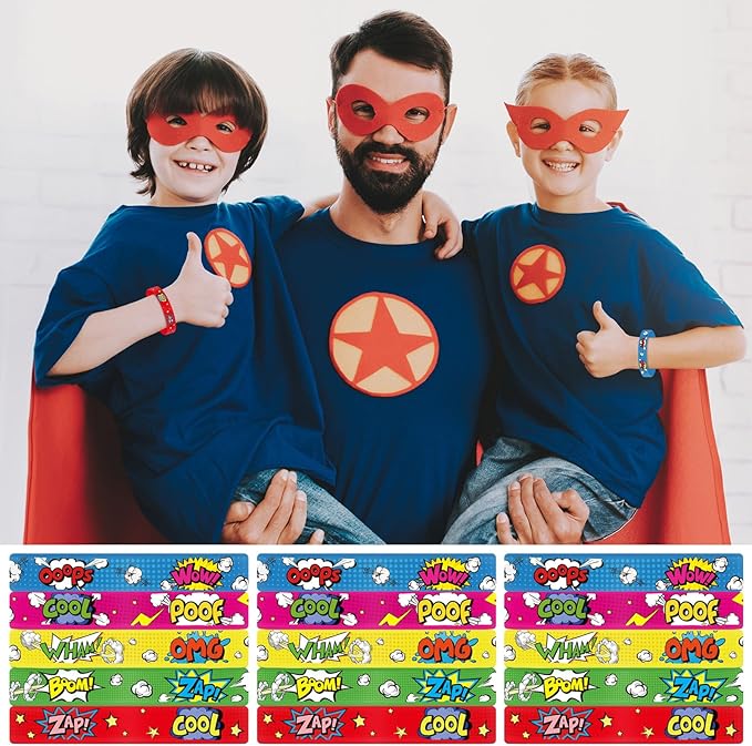 30 Pcs Hero Party Favor Silicone Bracelets Piñata Fillers for Kids Classroom Prizes Carnival Goodie Bag Stuffers Goodie Rewards Hero Theme Birthday Party Supplies Decorations Gifts