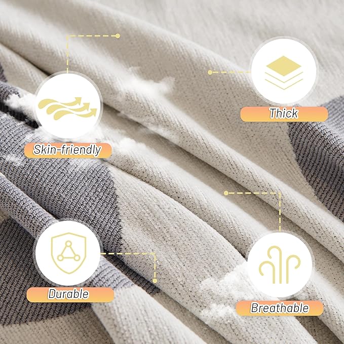 MYSKY HOME Boho Couch Cover Super Soft Couch Covers for 2-3 Cushion Couch Sofa, Modern Grey Jacquard Sofa Slipcover Loveseat Futon Cover, Couch Covers for Sectional Sofa, 71" x 134", Grey Curve