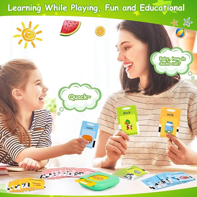 Talking Flash Cards for Toddlers 1-3, Autism Sensory Toys for Autistic Kids, Montessori Educational Learning Toys with 224 Sight Words, Speech Therapy Toys for 1-5 Year Old Boys Girls Gifts