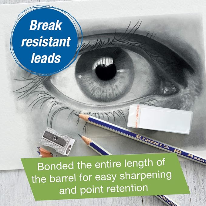 Faber-Castell Creative Studio Graphite Art Pencil School Pack - 144 Graphite Pencils - 24 Pencil Sharpeners - 24 Pencil Eraser