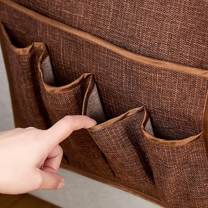 FLYILY Sofa Armrest Organizer Non-Slip Arm Chair Hanging Caddy Remote Control Holder for Magazine, Phone, Books, Glasses(Coffee,13in)