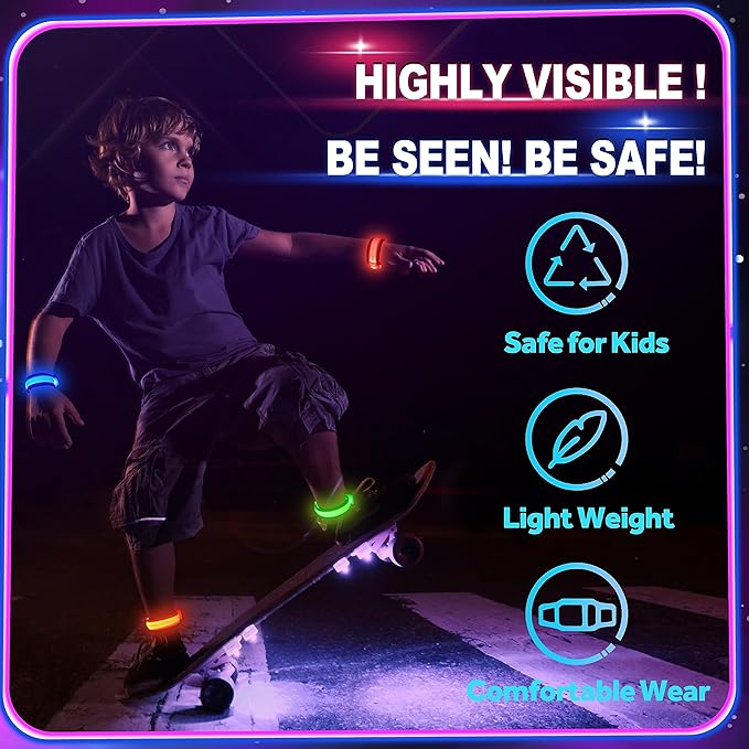 GIFTINBOX 12/6 PCS LED Light Up Bracelets for Kids Adults, LED Glow Flashing Arm Wrist Bands, Glow in The Dark Party Supplies for Night Events Valentine's Day Gifts Party Favors Concerts Rave Sports