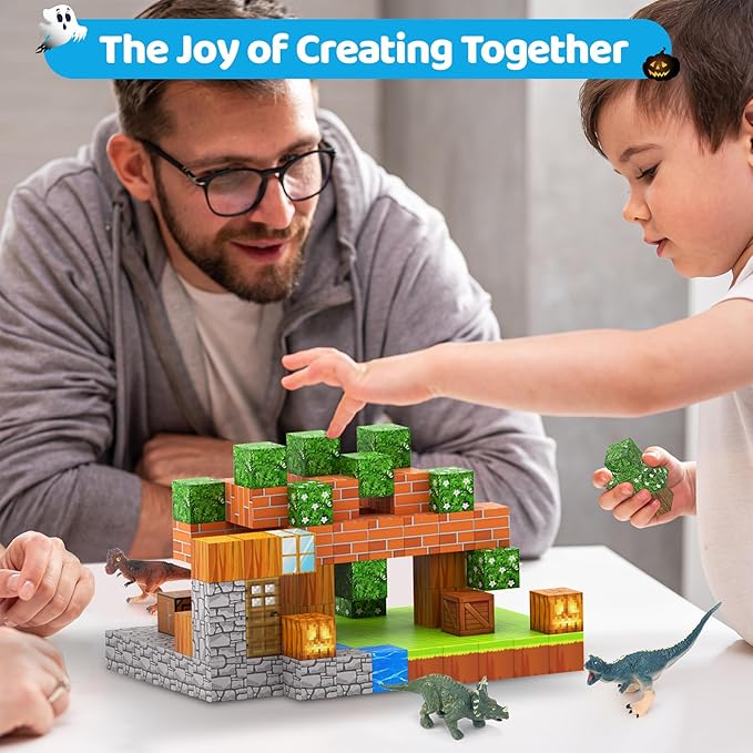 Magnetic Blocks 110PCS with 6 Animal Toys, Punpkin Building Blocks Set, Toys for Boys & Girls Age 6-8, Stacking Building Toys for Toddlers Sensory Toy for Kids 6+