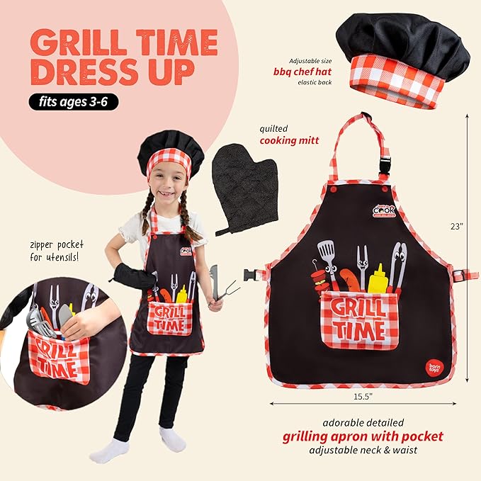 Born Toys Kids Pretend Play Kitchen Set (Master Grill)