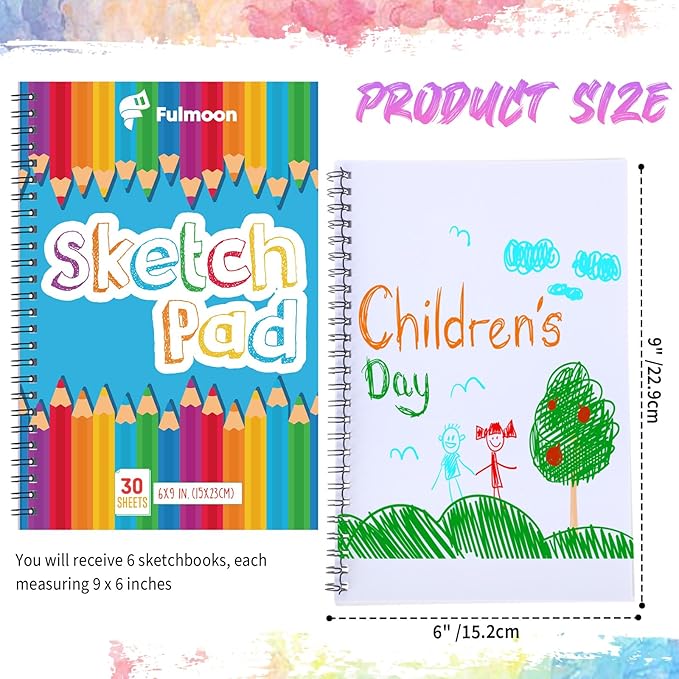 Fulmoon 100 Pcs Operation Christmas Bulk Drawing Pad for Kids 30 Sheets Drawing Paper Coloring Sketch Book Art Supplies for Adults Crayons Pencils School Office Christmas Art Supplies, 6 x 9 Inch