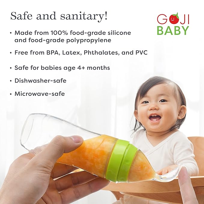 4 oz Silicone Baby Food Dispensing Spoon - 8 Pack - Great for 4+ Month Infants - Includes Stopper - Easy to Use and Mess-Free - Precise Food-Release Feeder-Great for Travel (Multicolored)