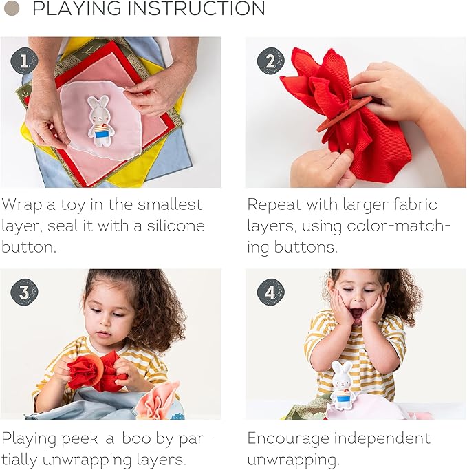 Taf Toys Peek-a-Boo What's Inside? Sensory Toy for Babies 18 Months & up, Montessori Tissue Toy for Color Matching & Fine Motor Skills Development, Baby Toy with Hidden Activity Toys
