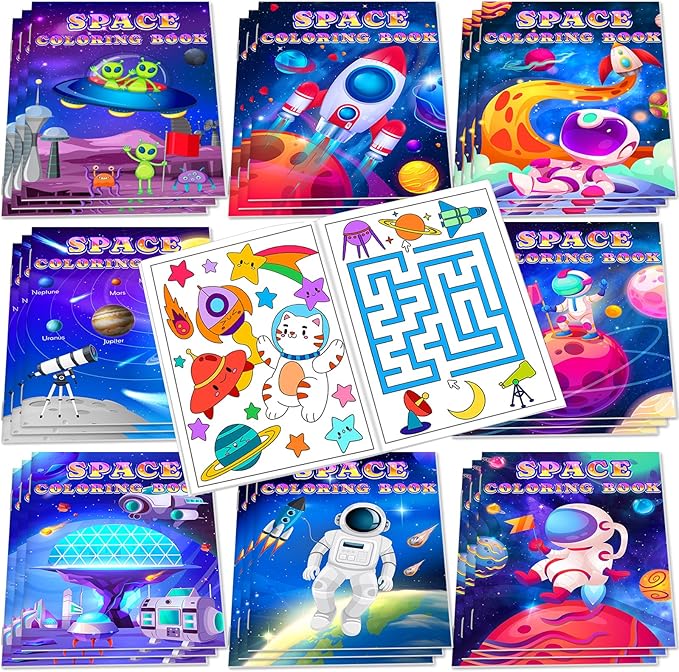 24 Pack Outer Space Coloring Book for Kids Astronaut Alien Rocket Coloring Book Bulk Space Drawing Books Galaxy Activity Books for Solar System Birthday Planet Party Decor Goodie Bag Gift Stuffer