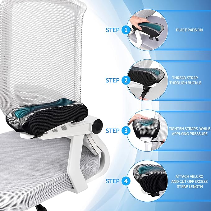 BEAUTRIP Ergonomic Armrest Pads- Office Chair Arm Rest Cover Pillow - Elbow Support Cushion for Computer, Gaming and Desk Chairs (Set of 2, Mesh Cover)