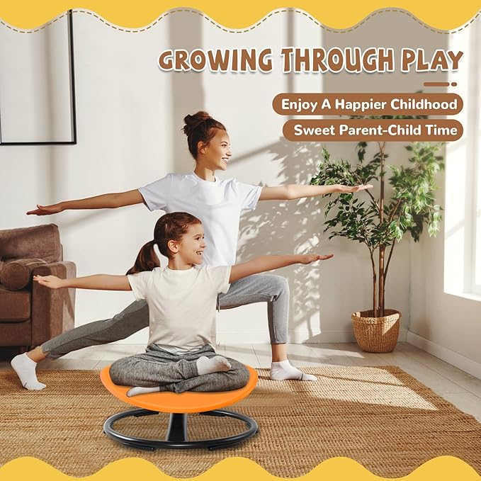 Zhenx Spinning Chair for Kids, Autism Kids Swivel Chair, Kids Sensory Chair, Spinning Chair for Autistic Kids & ADHD Children, Sit and Spin Training Body Coordination (Orange)