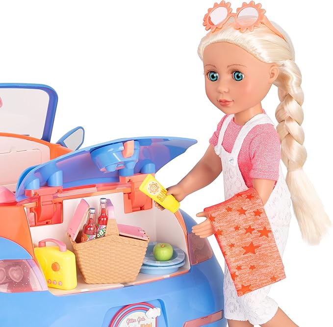 Glitter Girls – GG Picnic Set – Picnic Basket, Retro Radio, & Play Food Items – 14-inch Doll Accessories for Kids Ages 3 and Up – Children’s Toys