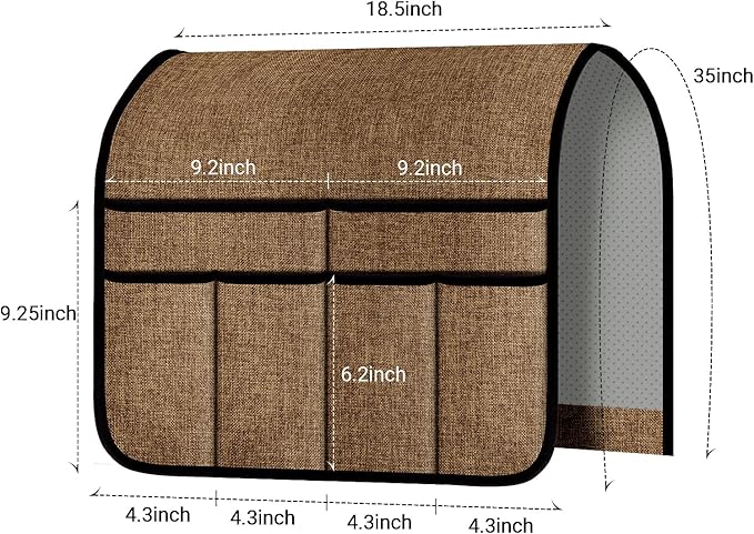 Armchair Caddy & Remote Control Holder for Couch & Recliner | Non-Slip Armrest Organizer with 6 Pockets for TV Remote, Phone, Tablet, Magazine, Chocolate