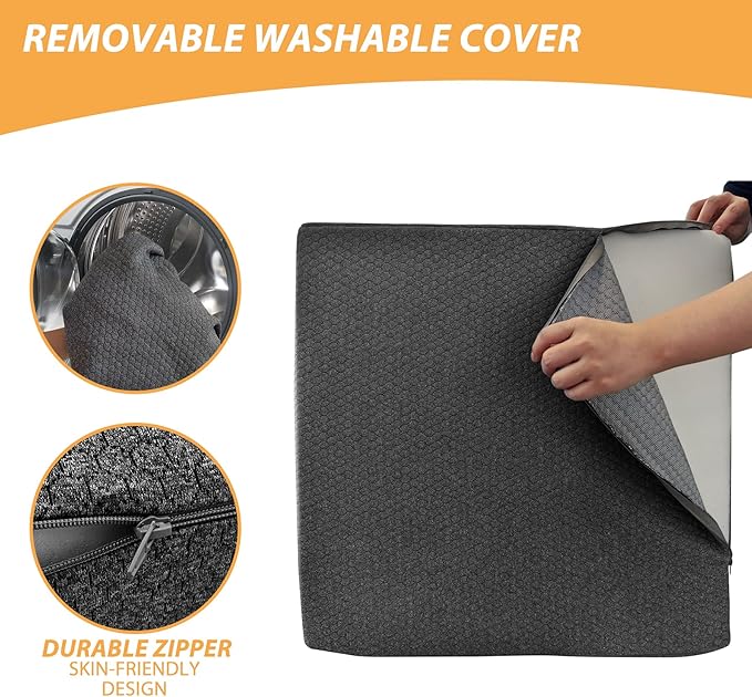 Bedluxe Leg Elevation Pillows, Leg Pillows for Sleeping, Cooling Gel Memory Foam Top, Wedge Pillow for Legs, Leg Wedges for Circulation, Swelling, After Surgery - Removable Cover (10 Inch, Black)