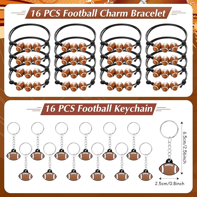 Aoriher 162 Pcs Football Party Favors, Football Party Gift Goodie Bag Fillers Foam Footballs Tattoo Stickers Keychains Stickers Charm Bracelets Sport Wristband Pull Back Cars for Party Supplies