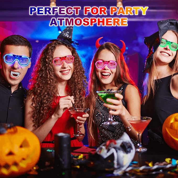 25 Pack Light Up Glasses Party Favor, LED Sunglasses Bulk 5 Colors Neon Accessories Glow In The Dark Party Supplies Toy for Kids & Adults Fit All Size, Gamer Laser Tag Birthday Holiday Wedding