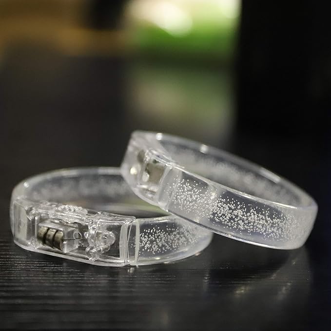 LED Light up Bracelets, White Glow Wristbands Party Favors Toys Supplies for Birthday, Halloween, Carnivals Parties for Kids over 3 Years Old, Clear Case 10 Pack