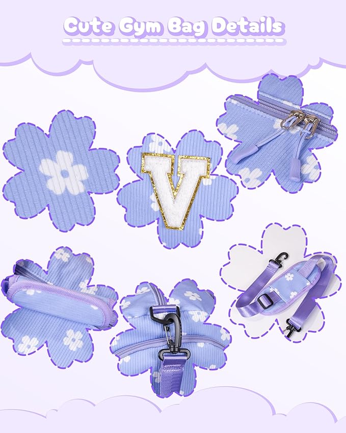 Gift for Sporty Cheerleader Girl, Girls Gym Bag, Kids Personalized Dance Bags with Shoe Compartment, Customized Travel Duffle with Toiletry Bag, Party Favors for Teenager (Letter Y)