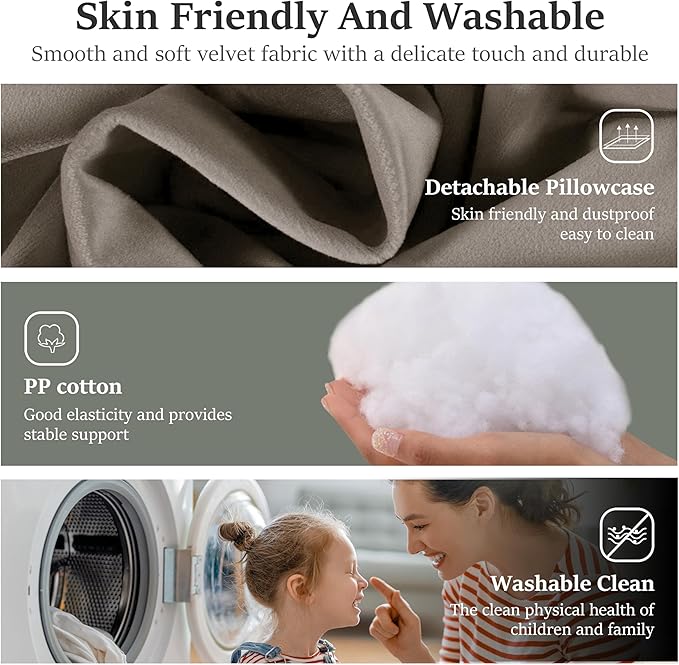 Bed Wedge Pillow for Headboard Large Bolster Pillow Reading Pillows for Sitting Up in Bed Adult, Triangular Backrest Cushion Book Pillows for Daybed Couch Support Upholstered（Camel, Queen）