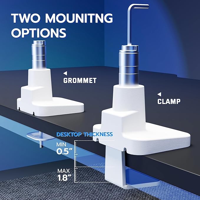 ARES WING Heavy Duty Ultrawide Monitor Arm - Gas Spring Aluminum Monitor Mount with USB for 24"-57" Curved Screens up to 66 lbs with Clamp/Grommet Desk Mount, 75/100/200 Vesa Mount, White