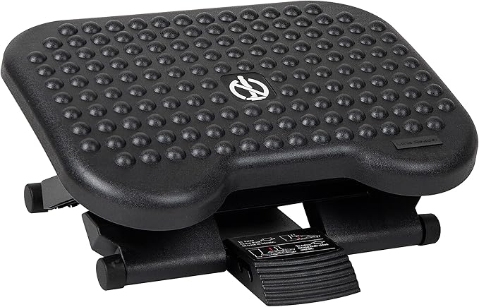 Mind Reader Foot Rest, Under Desk at Work, Ergonomic, Height Adjustable, Office, Plastic, 17"L x 13"W x 6.25"H, Black