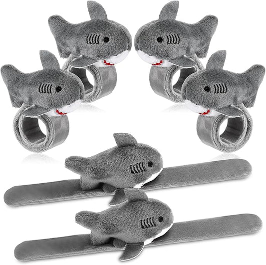 6 Pieces Shark Slap Bracelets Stuffed Animal Slap Band Party Favors Plush Slap Bracelets Bulk for Kids Party Favors Birthday Gifts