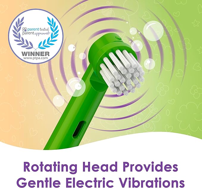 Brusheez Kids’ Electric Toothbrush Set - Safe & Effective for Ages 3+ - Parent Tested & Approved with Gentle Bristles, 2 Brush Heads, Rinse Cup, 2-Minute Timer, & Storage Base (Snappy The Croc)